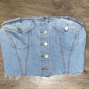 SHEIN Strapless Button-Up Women's Denim Tube Top
